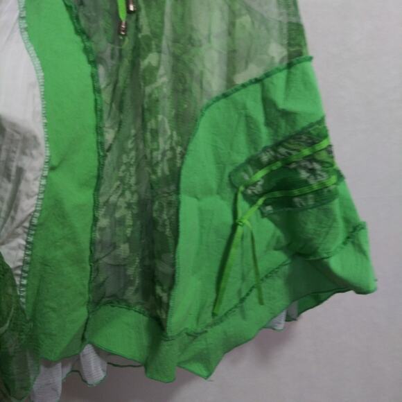 C'Fait Pour Vous Paris Green Abstract Layered Asymmetrical Fairy Boho Dress 2 - Picture 14 of 15